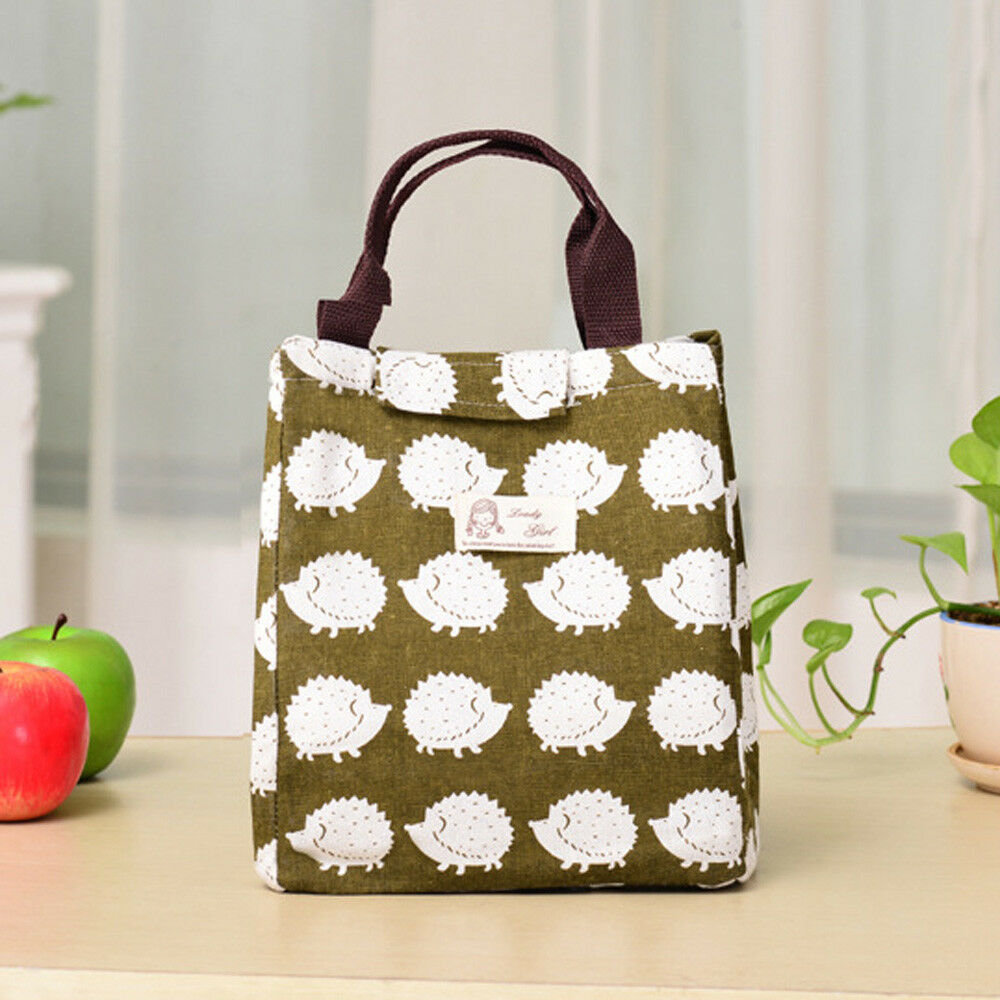 Local Stock Women Kid Men Insulated Canvas Box Tote Bag Thermal Cooler Food Lunch Bag Waterproof