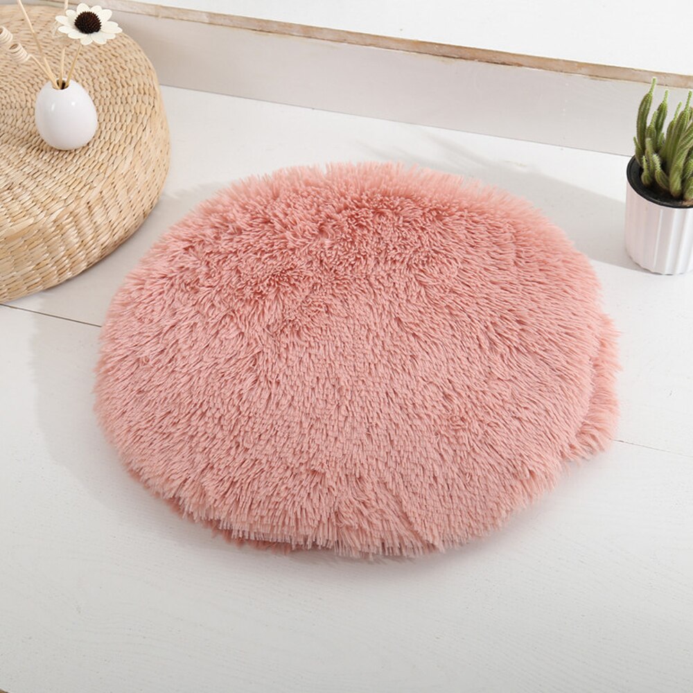 Ronde Pluche Hond Bed Huis Hond Mat Winter Warme Slaapzak Katten Nest Zachte Lange Pluche Hond Mand Huisdier Kussen Draagbare huisdieren Benodigdheden: pink / S 40cm