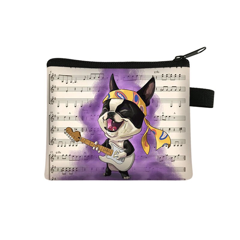 Mini cartera con estampado de Boston Terrier para mujer, cartera con Llavero perro de dibujos animados y cremallera, monedero con estampado de lápiz labial: lqbBoston15