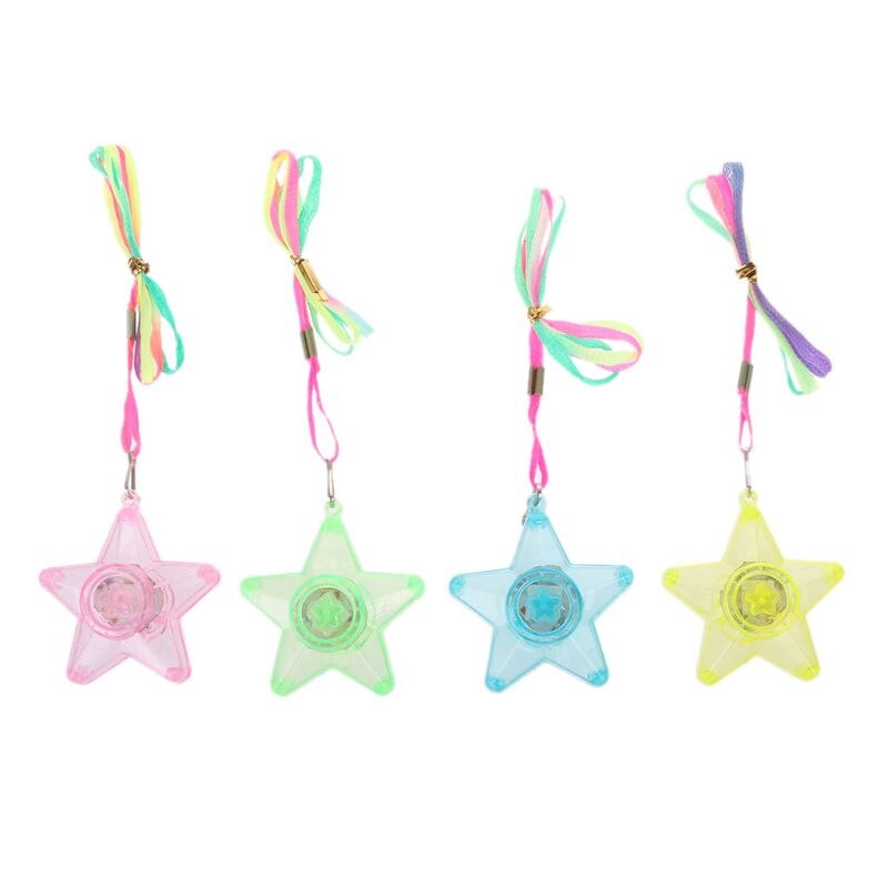 Pentacle Star Heart Shape Colorful LED Sparkle Necklace Shining Pendants Party Favors Kids Toy Light Up Toy