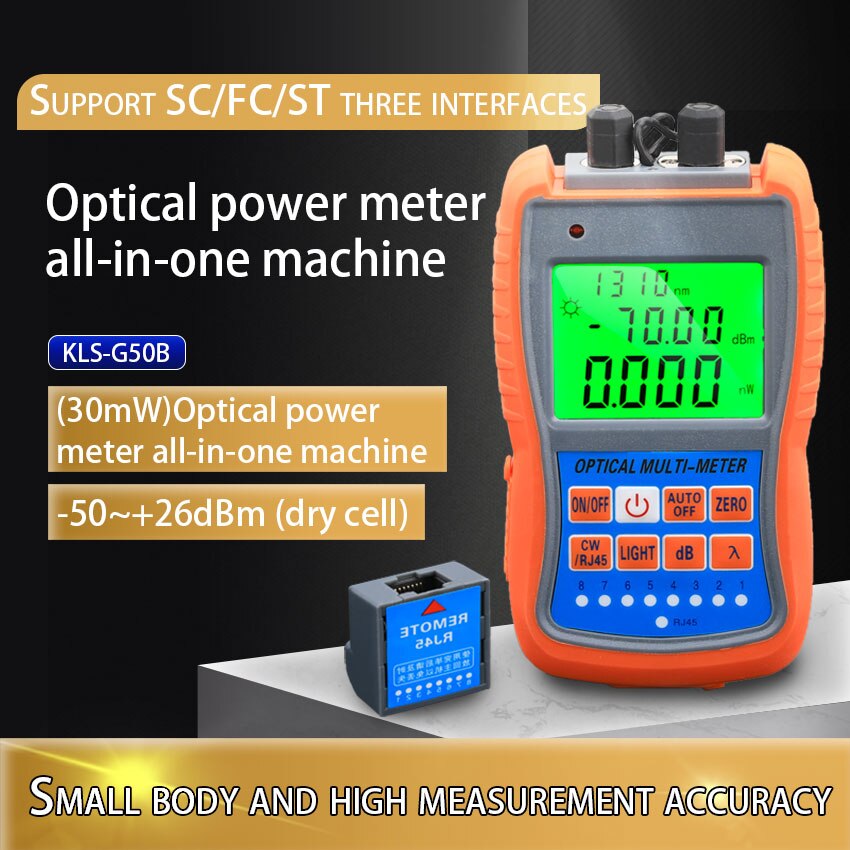 KELUSHI 4 in 1 Optical Power Meter Visual Fault Locator All in One Machine Network Cable Optical Fiber Tester With RJ45 Remote: KLS-G50B 30mW