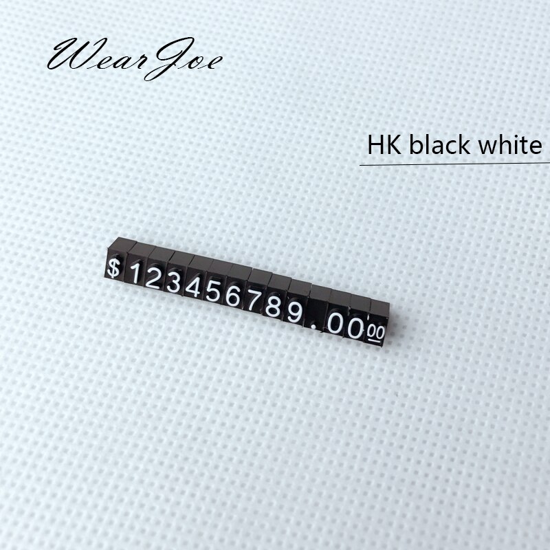5 Stks/partij Mini Acryl Gecombineerd Prijskaartje Euro Hk Us Dollar Verstelbare Nummer Prijzen Label Sieraden Winkel Accessoires: HK Black White