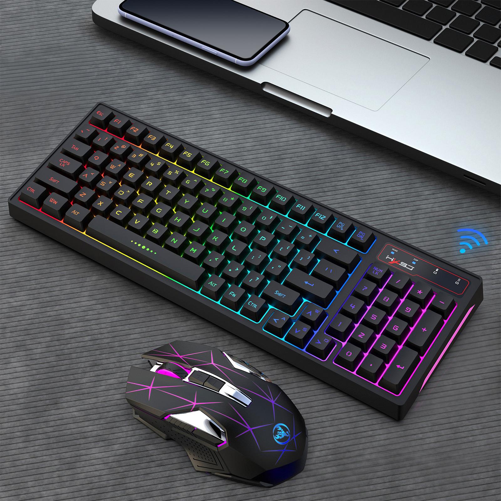 2.4G Wireless Keyboard Mouse Bundles RGB Backlit 1000/1600/2400DPI Accurate Tracking Keyboard Mouse Combo for PC Laptop Windows