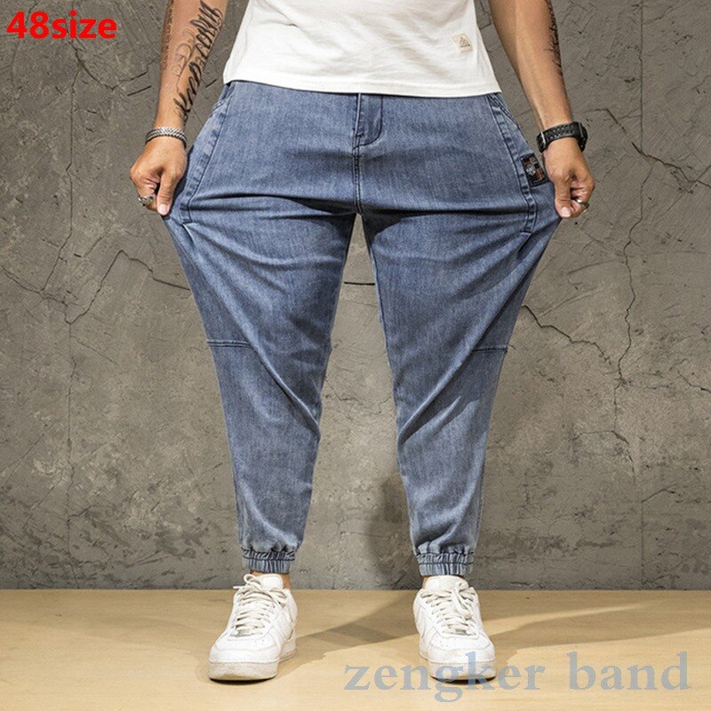 Jeans herr lösa niopunkts tidvatten stor storlek långbyxor herr plus storlek tidvatten märke tunna herrbyxor märke 48 46 44 42