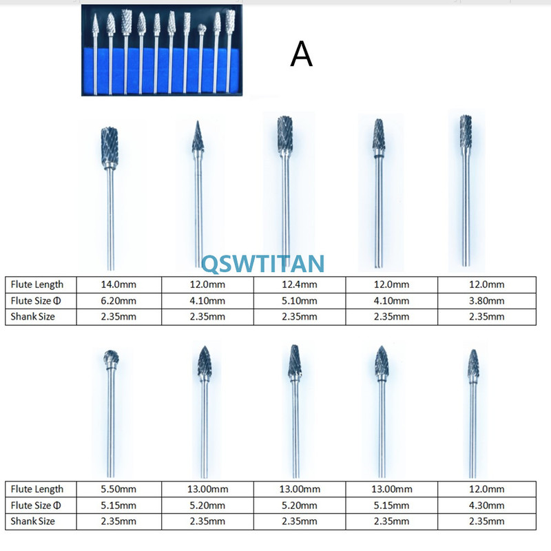 2 kasser /20 stk dental wolfram stål bore bor nitrat 2.35mm tand laboratorie titanium nitrat carbid bors