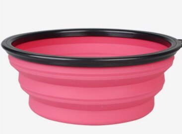 A43 2.5l siliconen voerbak voor huisdieren, opvouwbare voerbak, waterbak, draagbare supergrote voerbak, reiskommen voor grote honden: Roze