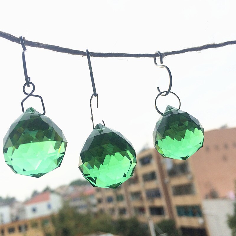 24pcs 20mm Green Faceted Glass Crystal balls Chandelier Parts Lighting Balls Suncatcher Decoration Wedding Home hang