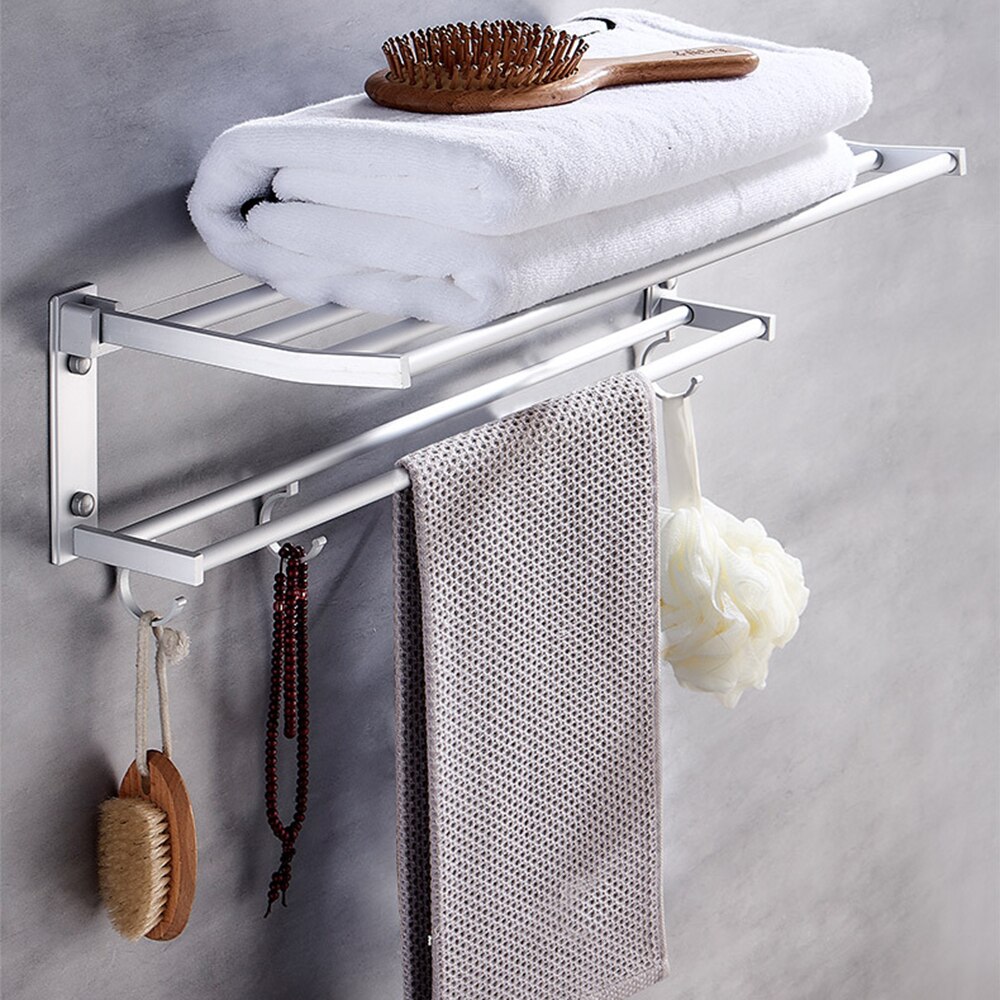 Sponge Holder With Steel Organizer 40cm Bathroom Towel Storage Shelf Stainless Hook Soap Racks Wall Clothes Foldable Mounted