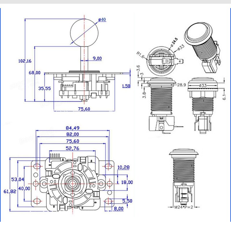FFYY-DIY Arcade Kit 2x Players USB Encoder to Joystick PC Games Joystick for Mame KOF SNK Fighting Games