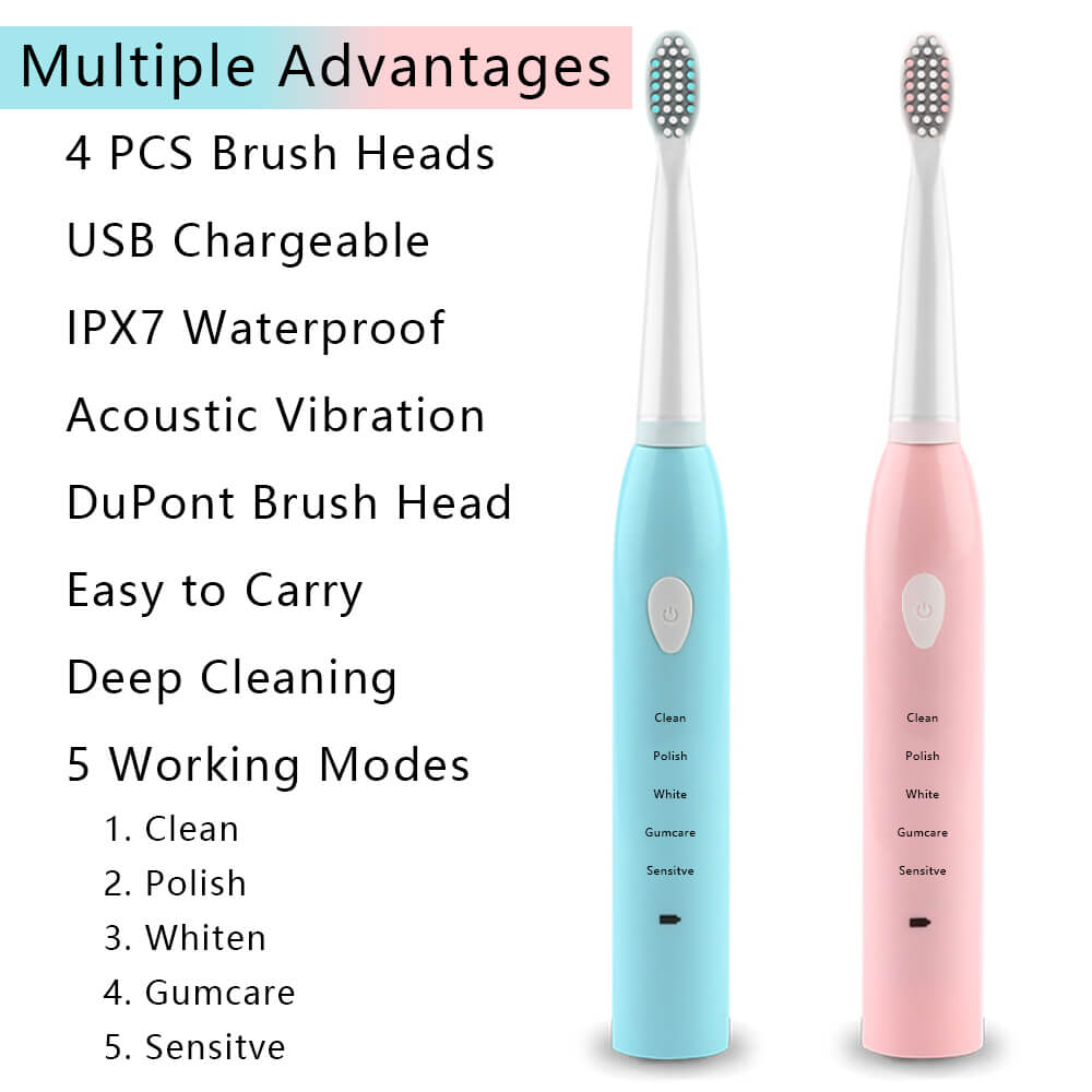 Ultrasonic Electric Toothbrush Rechargeable Dental Scaler Tooth Calculus Cleaner Portable Remover Stains Dentist Brush Heads Box