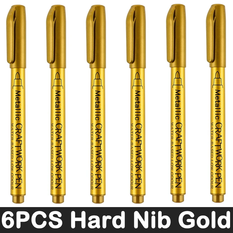 3/6 stuks metallic penseelmarkers in goud- en zilverkleur, permanente markers voor manga-knutselwerkjes en schoolbenodigdheden.: Pruim