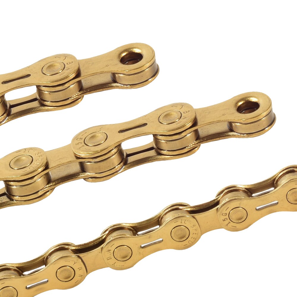 YBN chain 10 11 speed bike chain bike chain semi-hollow mountain road bike chain 10 11S ultra light 116L MTB gold chain