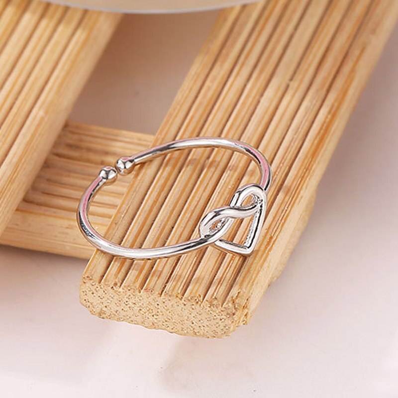 1Pc Ring Verstelbare Gouden Knoop Bruid Koppels Open Kruis Hollow Out Valentines Heart Wedding Vrouwen sieraden