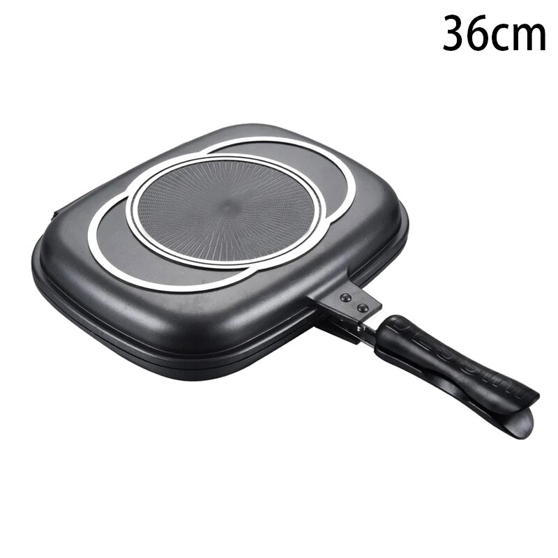 Double Sided Grill Pan Portable Durable for Grilling Frying Home Kitchen Camping XH8Z: 36cm