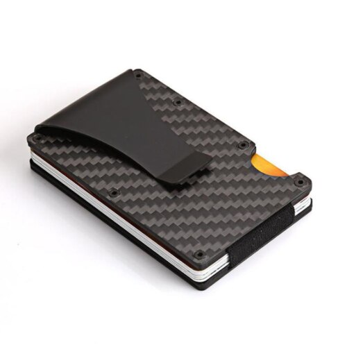 Itopkris Viajes Titular de la Tarjeta de Crédito de Aluminio Organizador Caso Rfid Billetera Bloqueando Los Hombres Money Clip de Bolsillo Portátil Porte Carta: carbon fiber clip