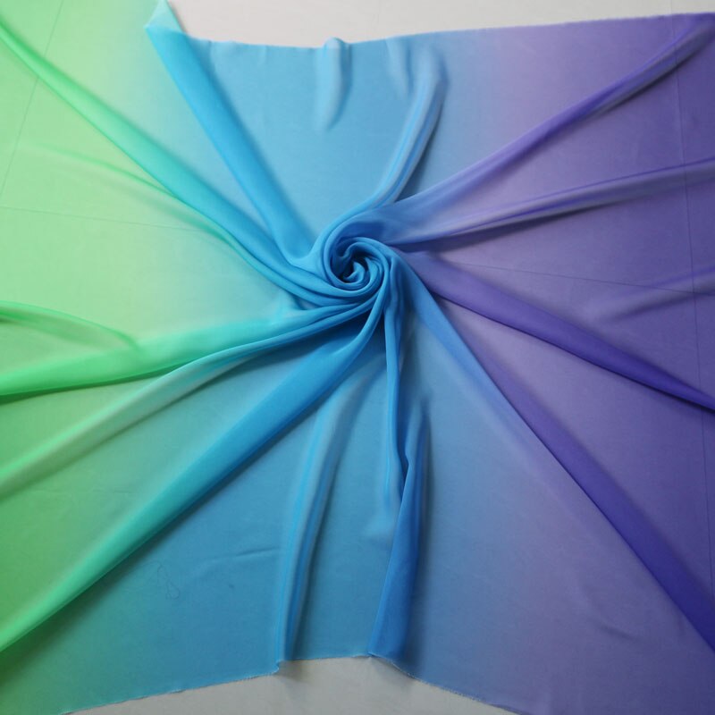 100cm*148cm ombre gradient farve stof 30d tynd chiffon stof kjole stof til sommer