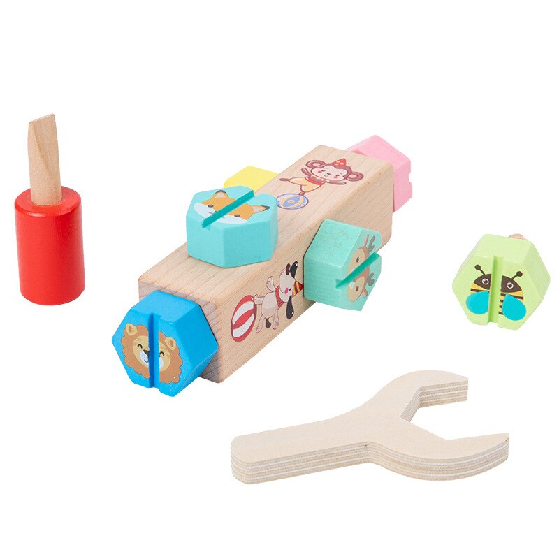 Disassembly Assembly Animals Screw Matching Color Children Hand Eye Coordination Wooden Parent-child Interactive Game Toys