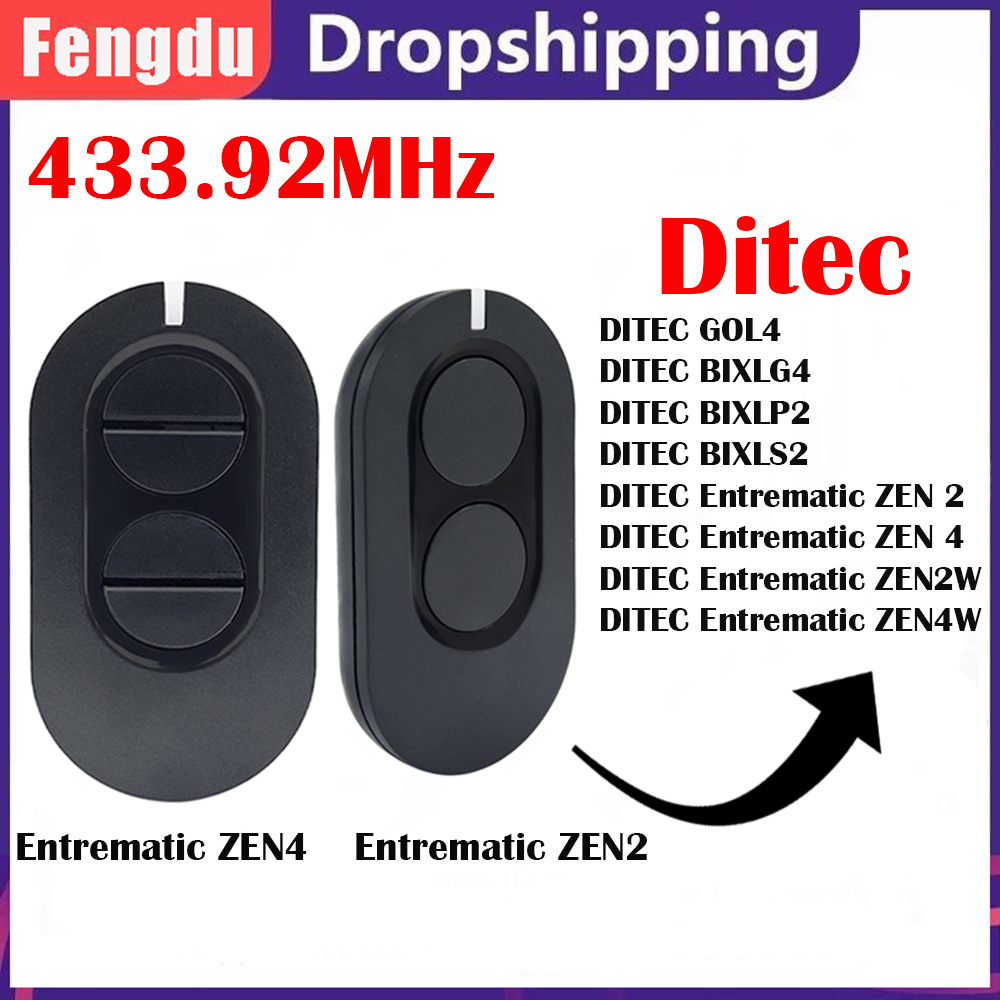 Garagentor-Fernbedienung DITEC Entrematic ZEN 2 ZEN4 ZEN2W ZEN4W Gol4 BIXLG4 BIXLP2 BIXLS2 433 MHz rollen Code Toröffner