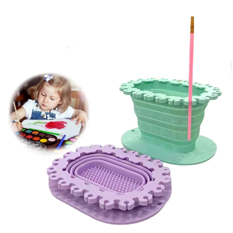 Ankomster kunstpensler vaskemaskineværktøj silikone tegnepenrenser malerpenslerenser skyllekop med malerbakke