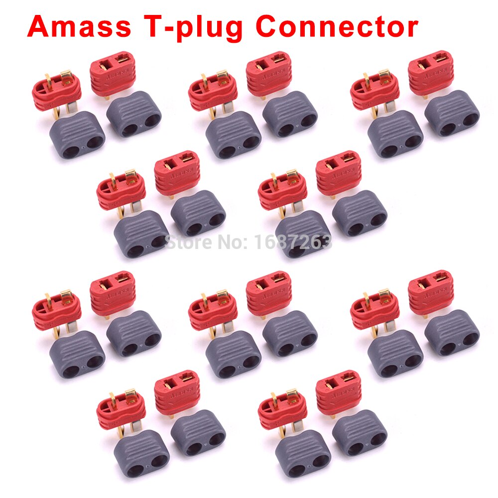 10 Pairs XT30 XT30U XT60 XT60H XT90 EC2 EC3 EC5 T Plug Batterij Connector Set Man Vrouw Vergulde Banaan plug Voor Rc Onderdelen: 10pairs Amass T-plug