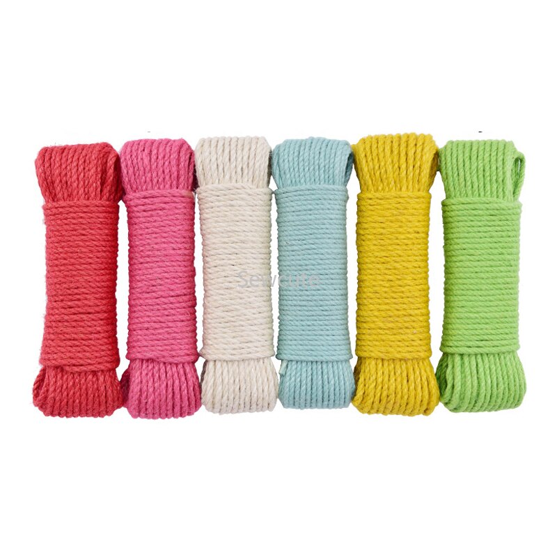 6mm brede naturfarve jute reb duty sejlgarn hamp snoet snor makramesnor diy håndværk håndlavet dekoration kæledyr ridser 20m