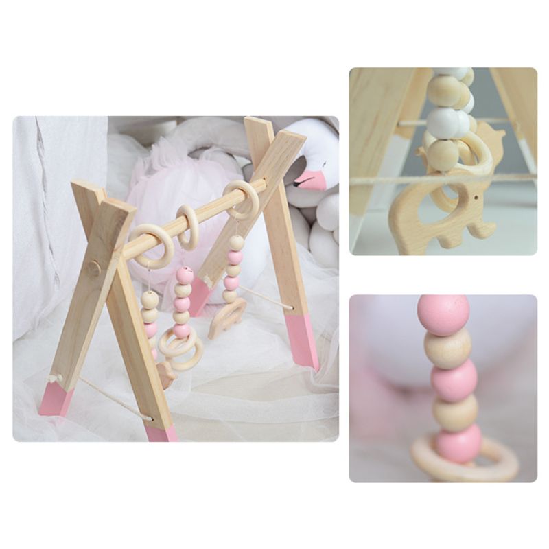 Nordic Wooden Newborn Fitness Rack Children Room Decorative Toy Photography Prop