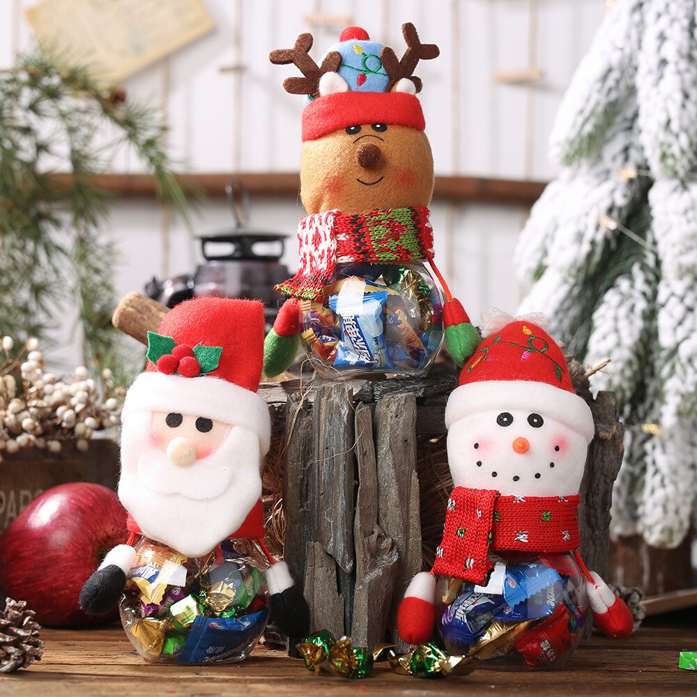 1Pc Santa Claus Snowman Candy Jar Empty Chocolate Cookie Candy Box Storage Bottle DIY Year Christmas Party Kids Navidad