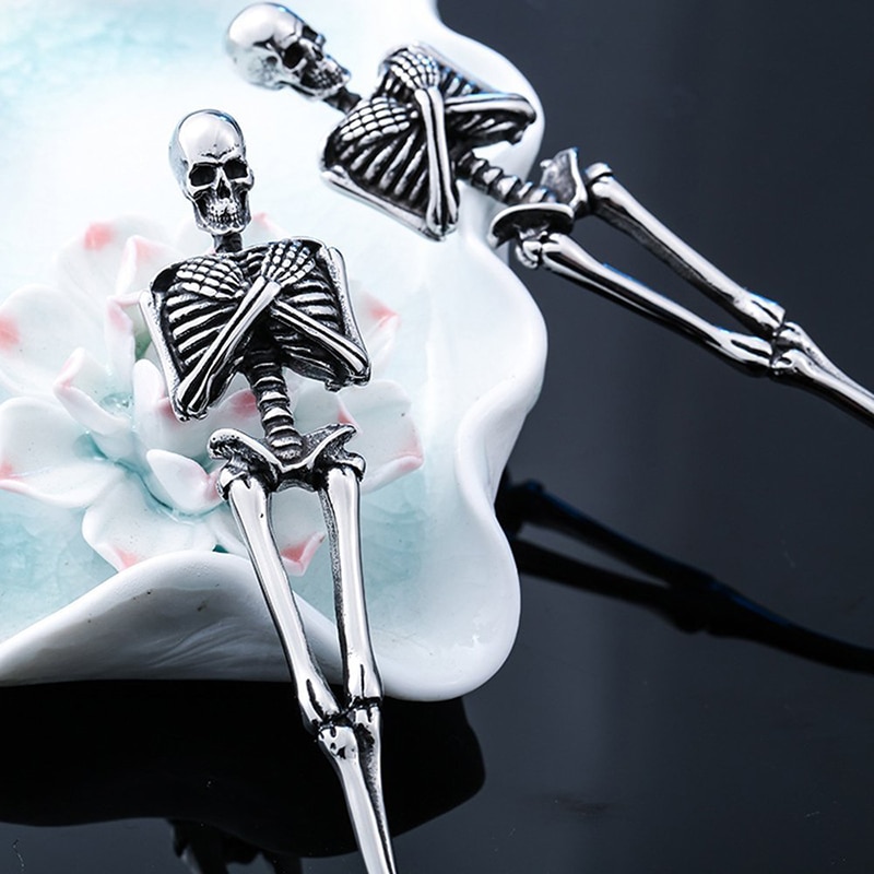 Titanium Steel Skeleton Skull Fork Spoon Tableware Vintage Dinner Table Flatware Cutlery Set Metal Crafts Halloween Party