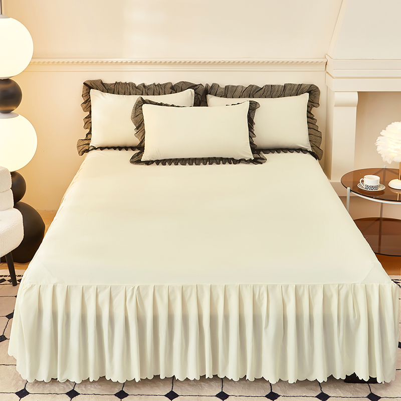Solid Color Bed Skirt Lace Ruffled Bed Skirt 1pcs Cover Bedroom Beds Cover Bed Skirt Non-slip Mattress Cover Bedsheet Bedspread