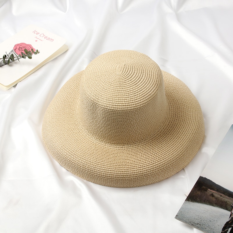 Sombrero de paja de estilo veraniego para mujer, gorra de paja para playa, con lazo, para vacaciones, ocio, informal, Audrey Hepburn