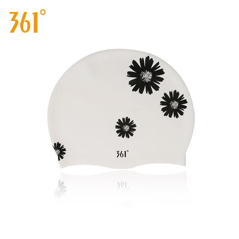 361 Lang Haar Badmuts Voor Vrouwen Bloemen Silicon Badmuts Voor Zwembad Waterdichte Gehoorbescherming Vrouwelijke Rubber Badmuts hoed: 361186031-3 white