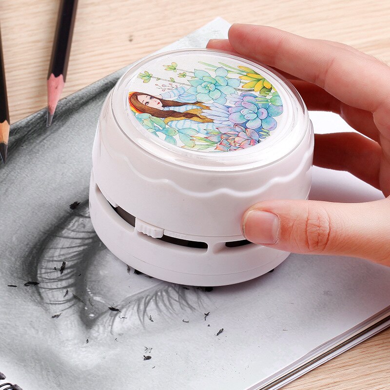 Tenwin Electric Vacuum Cleaner Desk Set Desktop Mini Auto Portable Cordless Dust Sweeper For Kids Office School Supplies