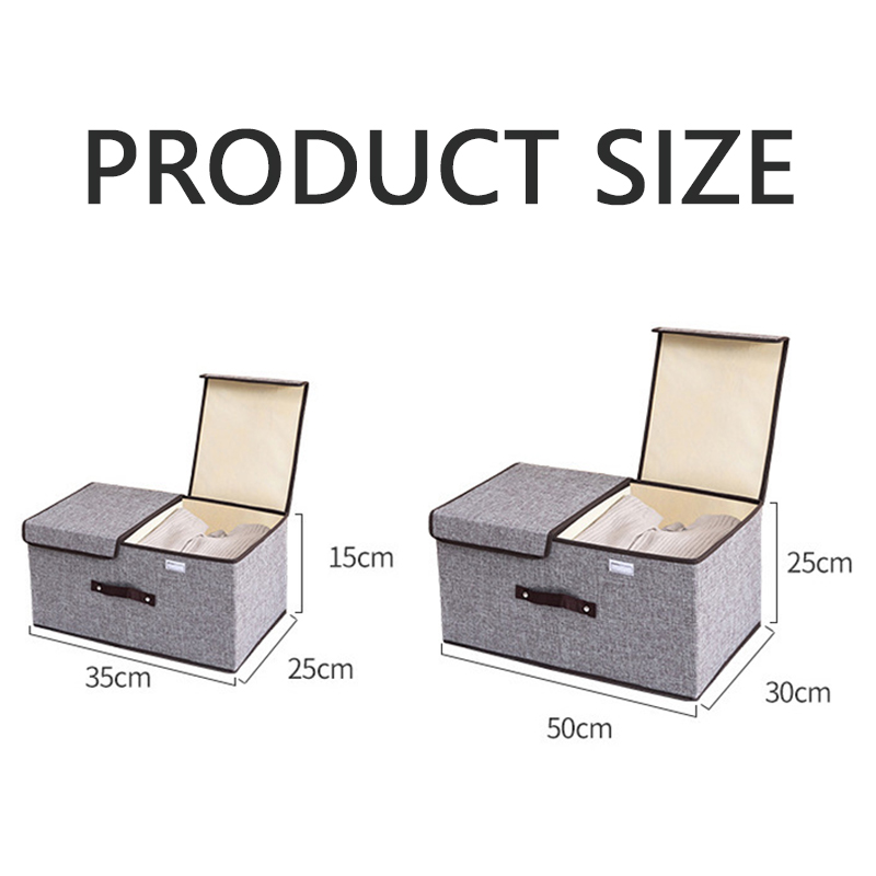Cotton Fabric Foldable Storage Box Large Double Lid With Cover Organizer Underwear Miscellaneous Items Bedroom Arrangement Case