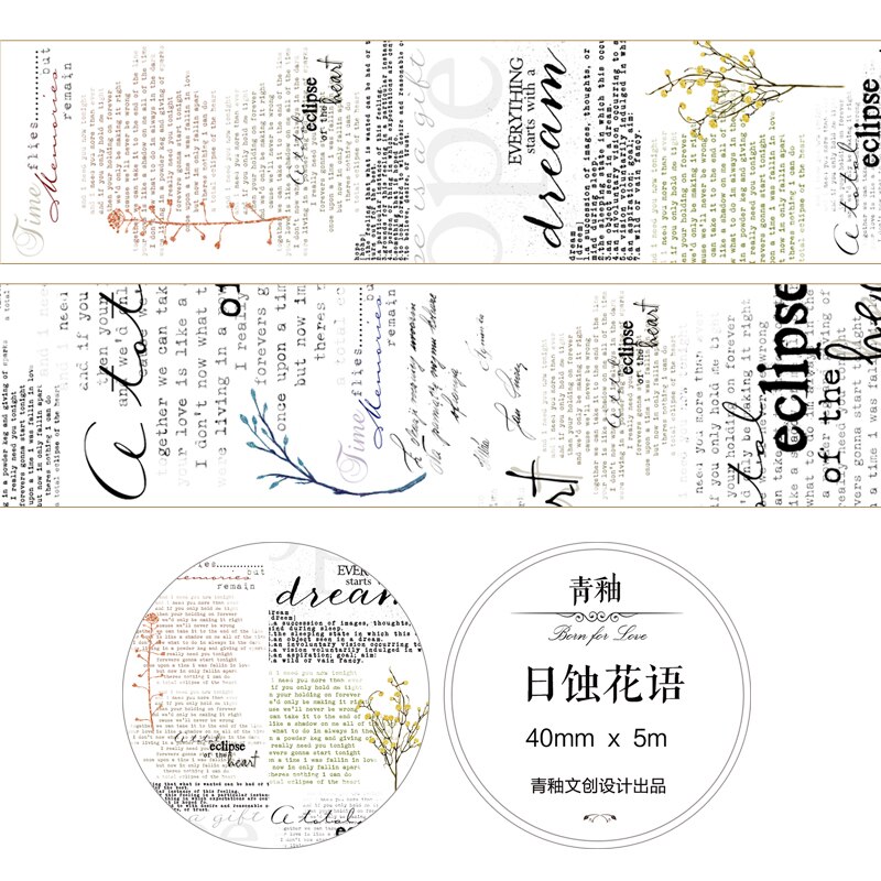 1 pcs Washi Tapes DIY Engels tijdschrift Papier gereedschap Masking Tape Decoratieve Plakband Scrapbooking Stickers Grootte 5M: RiShiHuaYu40mm