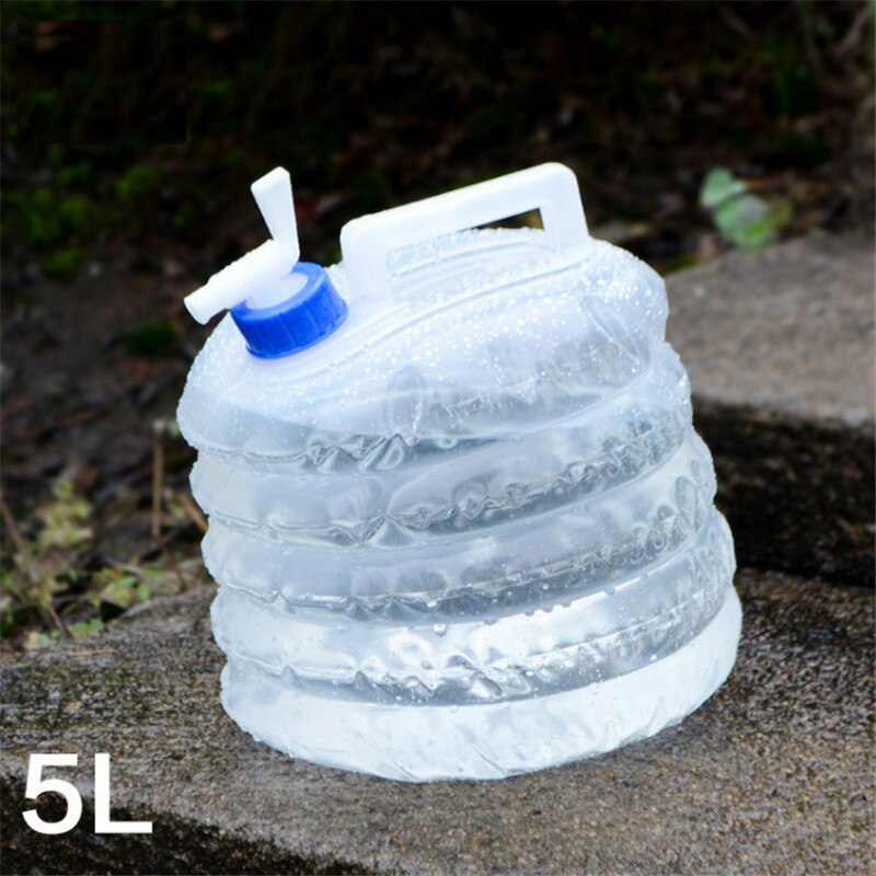 Bolsa de agua plegable telescópica para exteriores de 5L, cubo, grifo para coche EP, bebida cámping, termo, hervidor, bolsa de transporte a pie: Default Title