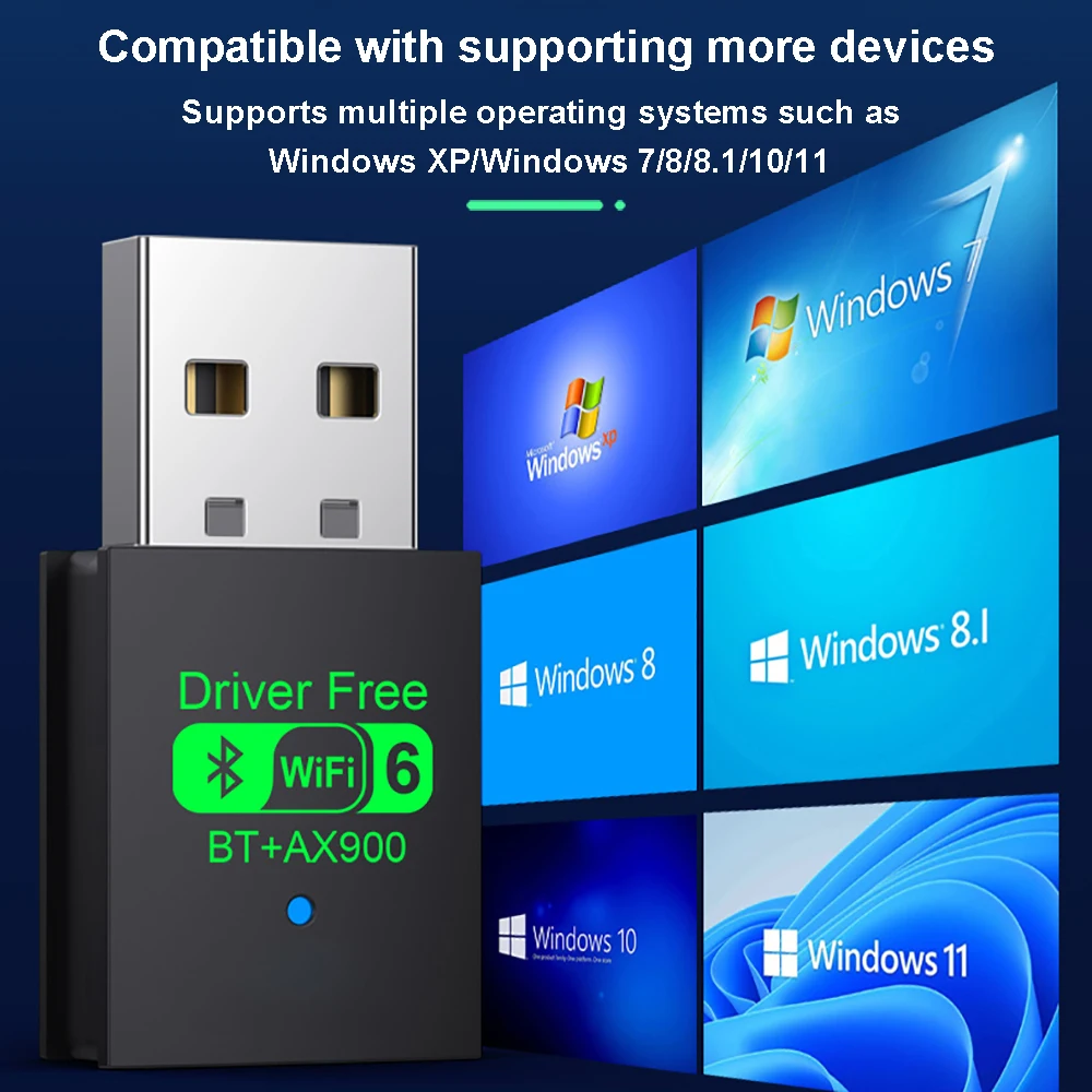 900Mbps USB WiFi 6 Bluetooth 5.4 Adapter Dual Band 2.4G 5G Wireless External Receiver WiFi Dongle for Laptop Desktop Win 7/10/11
