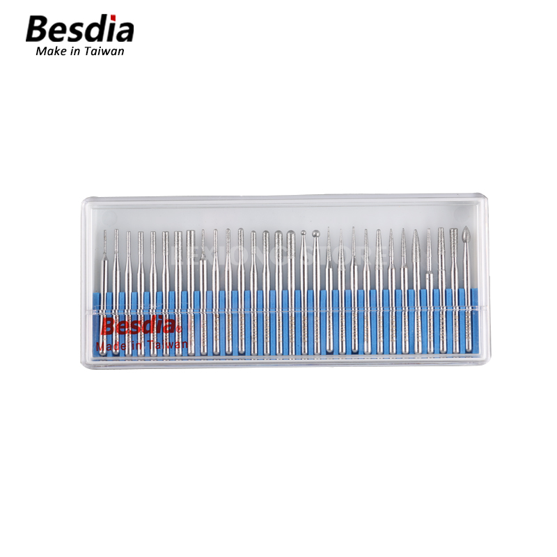 TAIWAN Besdia 30pcs/set Alloy Electroplated Diamond Mounted Points 3.0 mm Shank Grinding Heads Suits For Dremel Rotary Tools