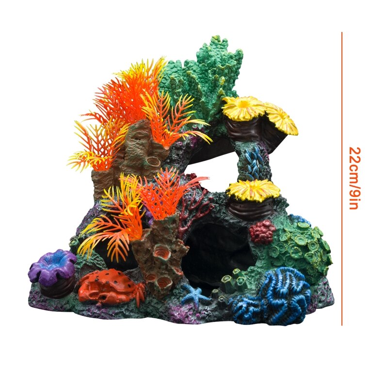 Aquarium Decor Reef Coral Artificial Resin Cave Ornament Fish Tank Decorations
