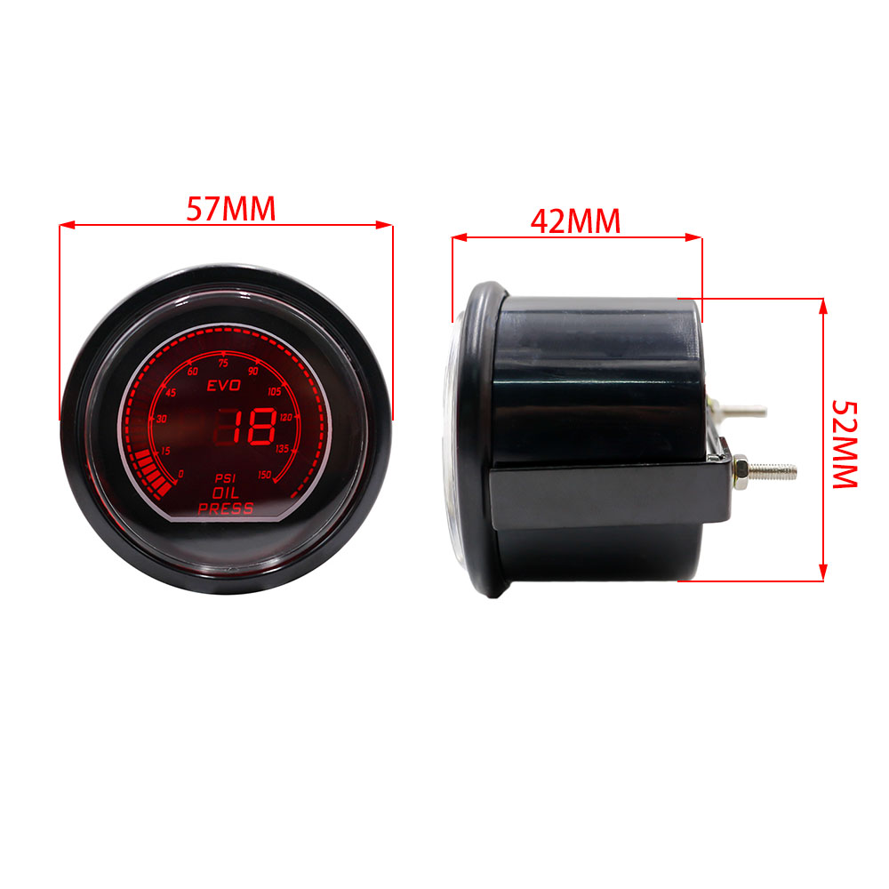 Oil press gauge 52mm 2inch EVO LCD Red/Blue Led 0-150 PSI Oil Pressure Gauge With Sensor Smoke Lens Car meter YC101033