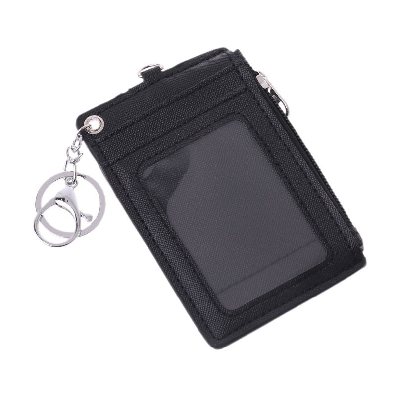 Tragbare Leder Geschäft Ich würde Karte Kredit Abzeichen Halfter Geldbörse Brieftasche Keychain: 3TT701519-BK