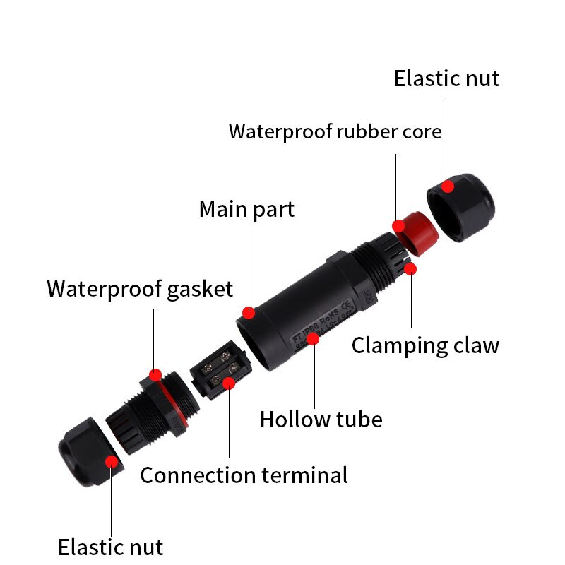 IP68 Waterproof Connector 2/3/4/5 Pin Electrical Terminal Adapter Wire Connector Screw Pin connector LEDLight Outdoor Connection