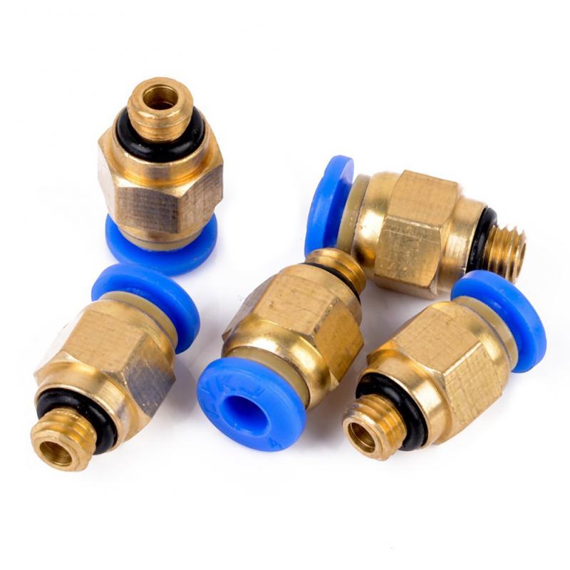 5Pcs Car PC4-M6 Pneumatic Straight Fitting 4mm OD Tubing Male Thread Air Pipe Connector Quick Coupling Brass Fitting Accessories