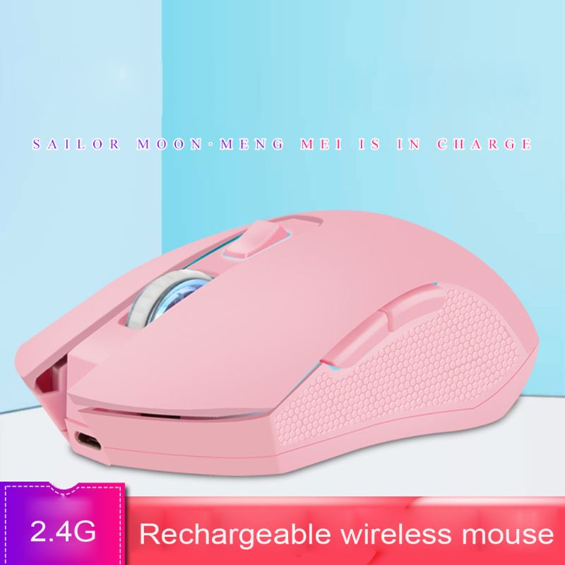 Pink Silent LED Optical Game Mice 1600DPI 2.4G USB Wireless Mouse for PC Laptop