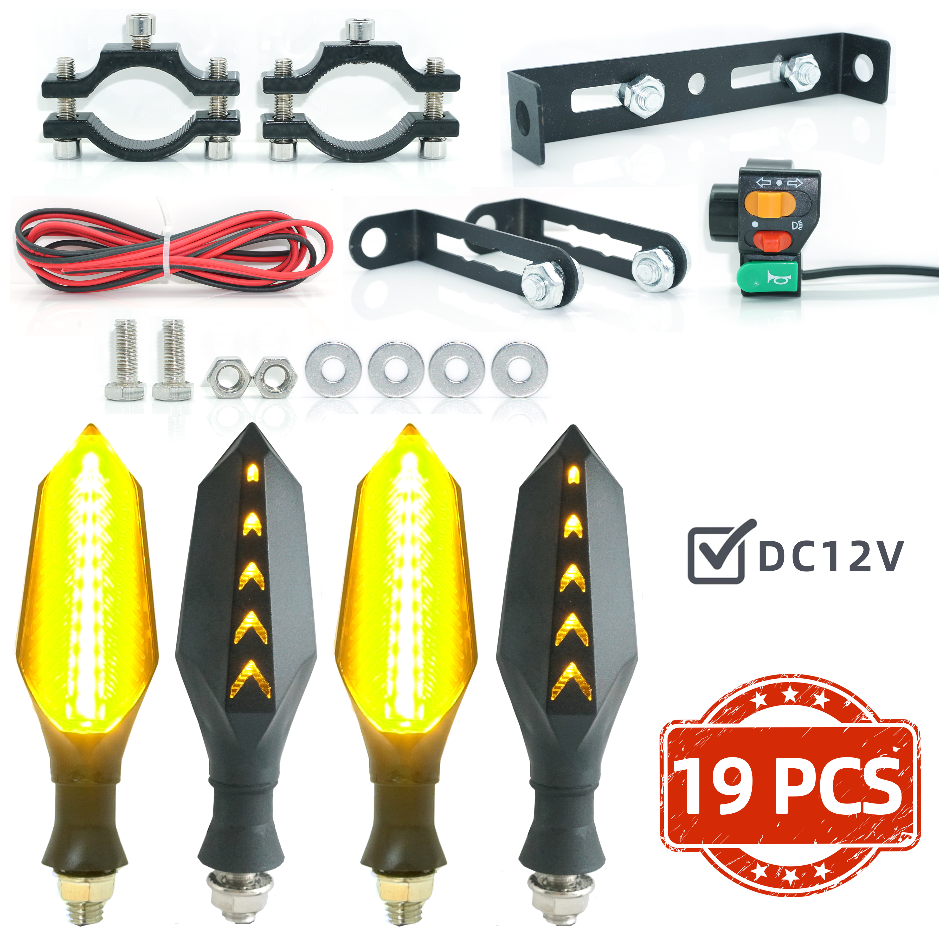 Elektrisk elcykel blinklys 12v 32v 48v 52v 60v blinklys strobe led-lys cykel motorcykel moto motorcykeltilbehør: Rød