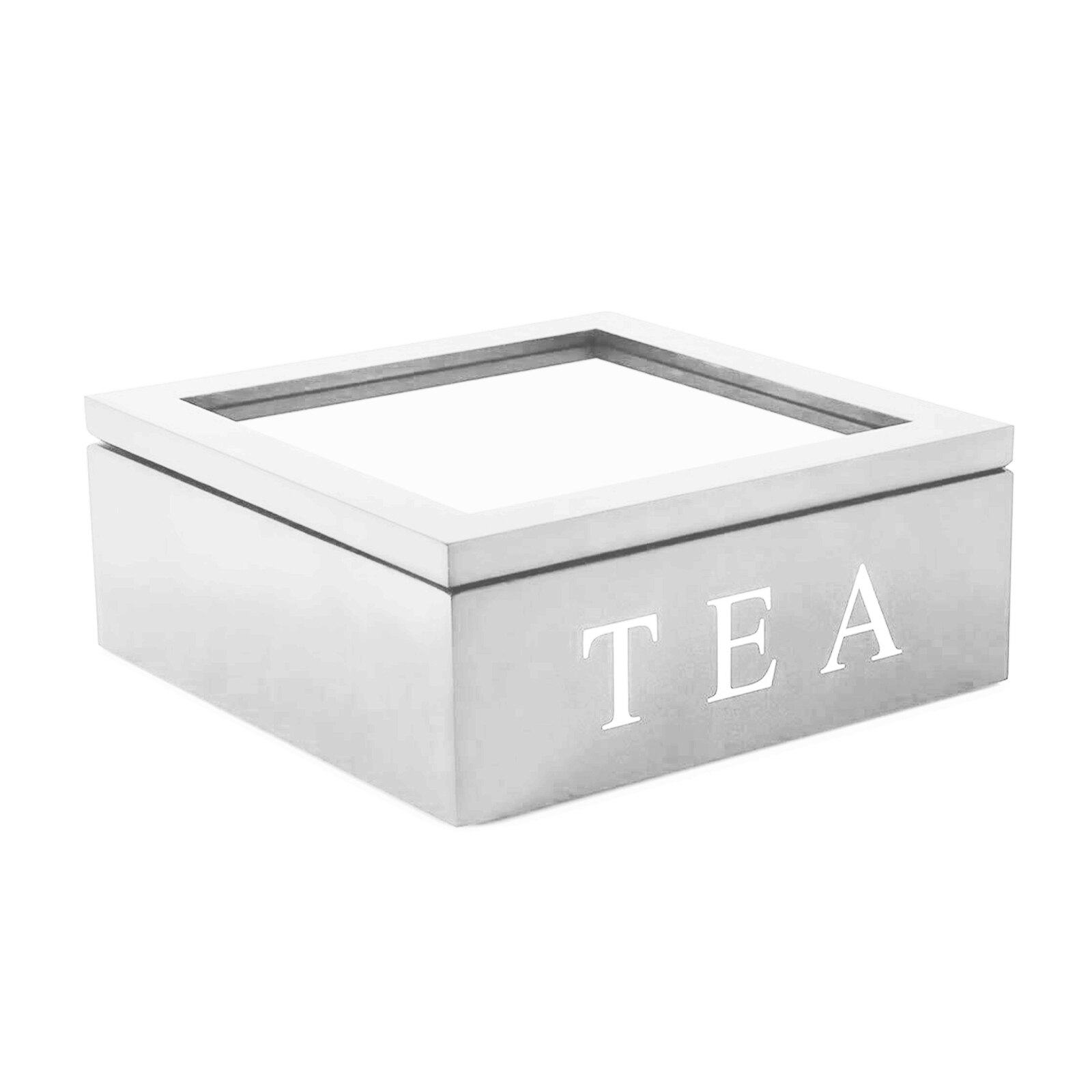 Træ te boks arrangør container træ opbevaringsrum kabinetter retro kaffe te slik taske holder arrangør til køkken: 23 x 23 x 9cm hvide