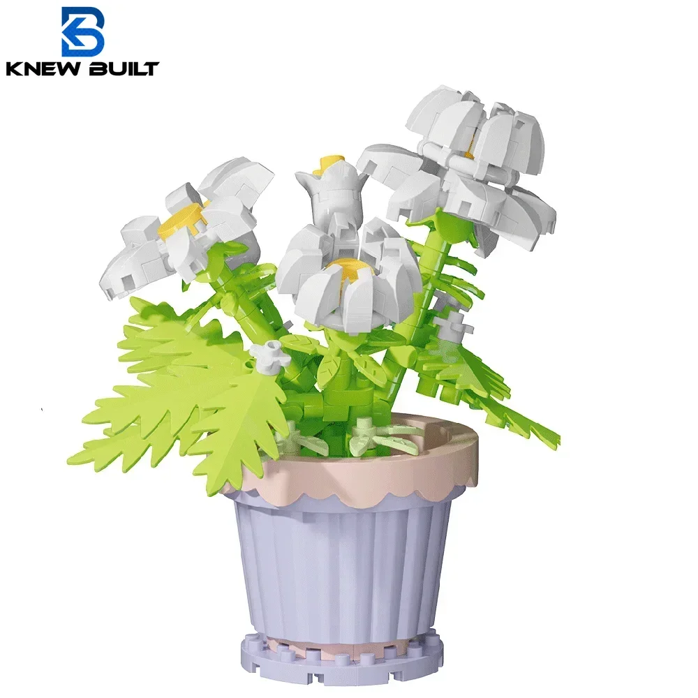 Mini Daisy Flower with Pot Micro Building Block Toy Intricate Floral Details Multiple Styles Available for Home and Office Décor