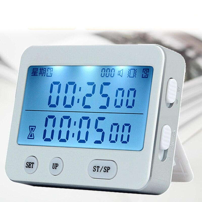 YS-255 Dual Sn Display Timer Alarm Clock Tomato Timer Silent Vibration 99 Hour Timer Digital Minute Stopwatch