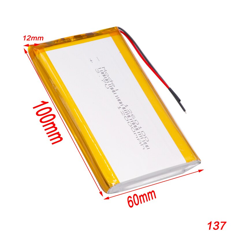 Baterías recargables de polímero de litio Lipo, 2/4 V, 3,7, 1260100 mah, paquete de repuesto de batería de polímero de litio de alta energía, 1/12000 Uds.