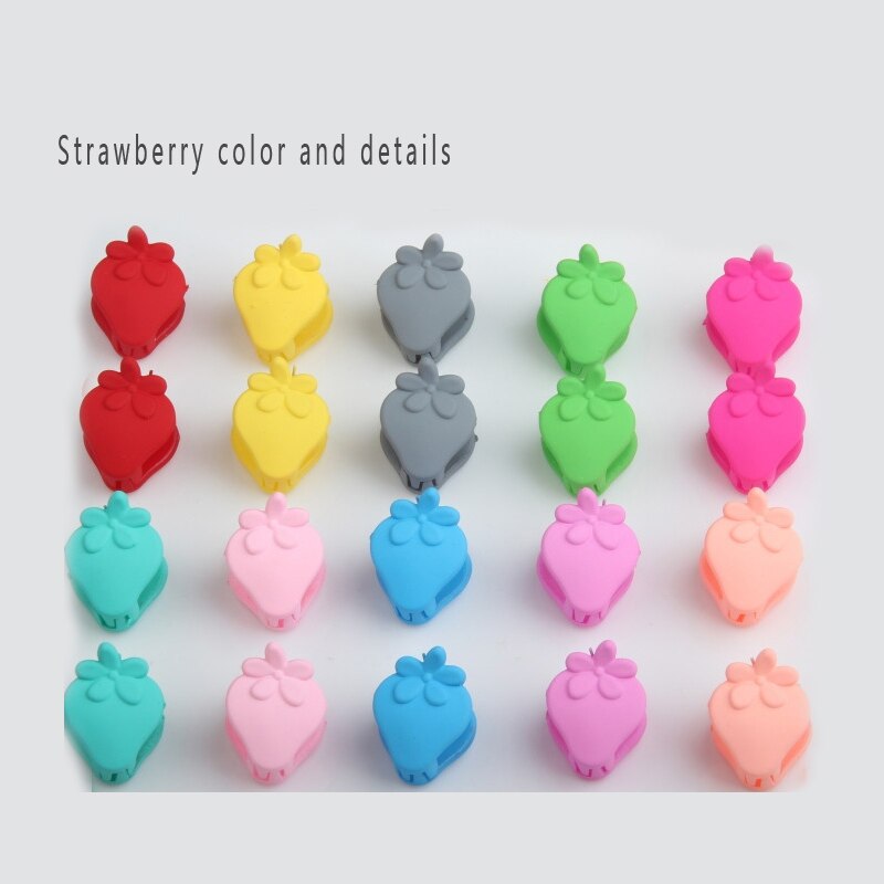 20Pcs Kleurrijke Diverse Kleine Haar Clips Mini Haar pin Leuke Klauwen Klemmen Decor voor Meisjes Vele Vormen Eenvoudig haar Ornament: Strawberry