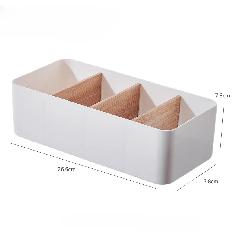 Fernbedienung Halfter Schreibtisch Lagerung Organizer Kasten Container Bambus Holz Partition Abnehmbare Lagerung Kasten Schreibtisch Büro Liefert: Licht Grau